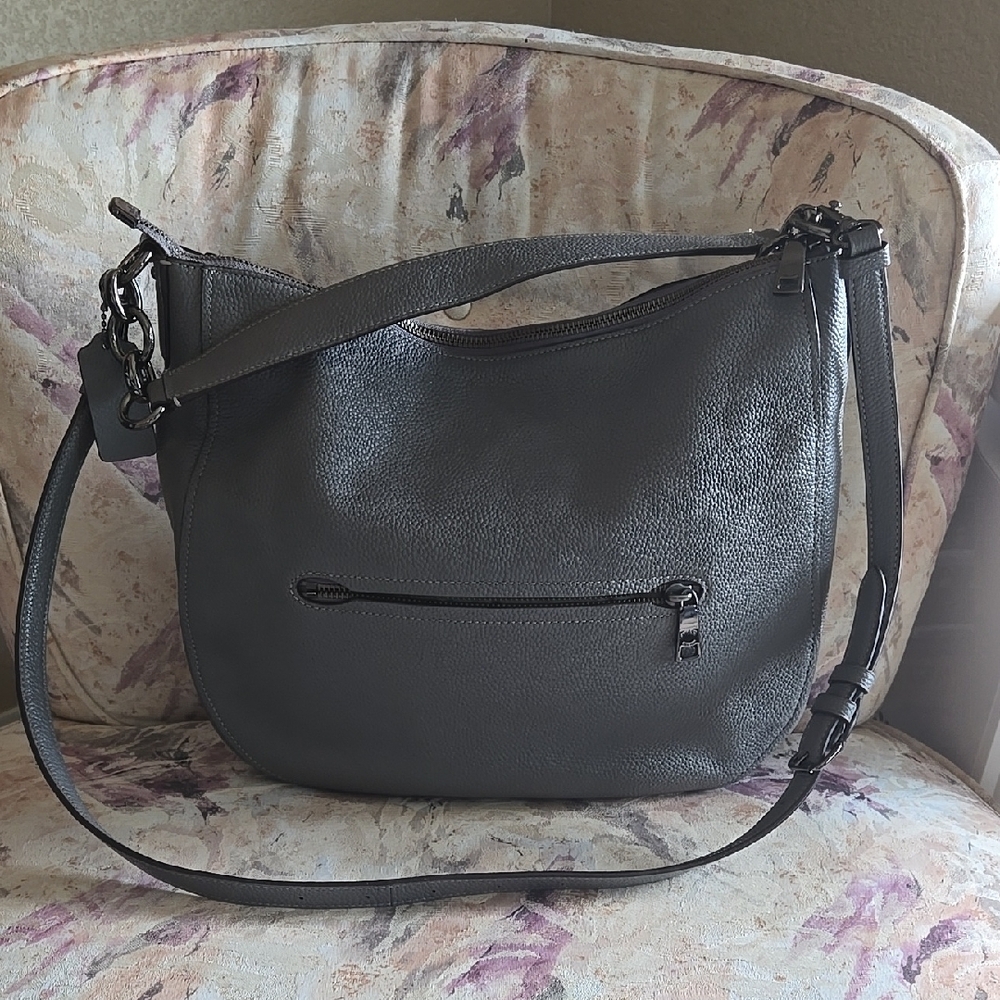 Large Coach Chelsea 32 Gray Leather Women's Bag - Picture 3 of 13